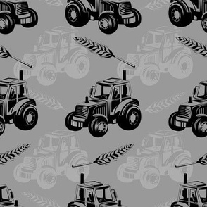 Tractors on Grey