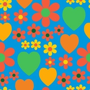 1970s vibe hearts and flowers - pure retro by Nashifruitdesigns - large
