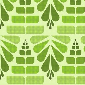 Retro Green Leaves - Monochrome