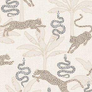 Leopards with Snakes and Palms in Neutral Shades / Large