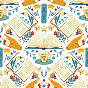 booklove yellow blue 18inch 24inch wallpaper