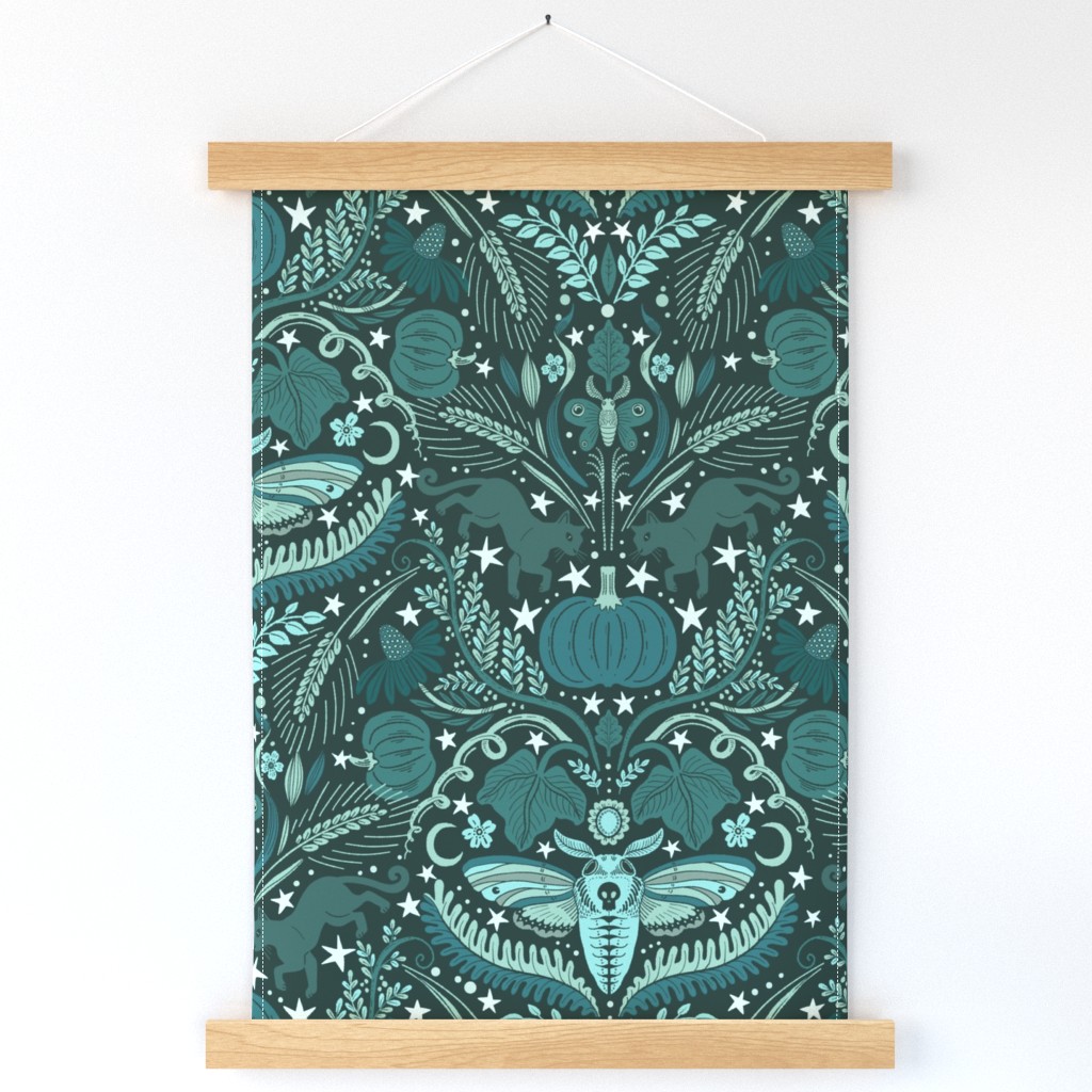 Harvest Halloween Damask - Teal