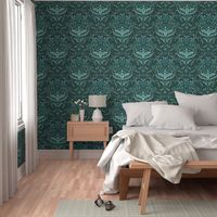 Harvest Halloween Damask - Teal