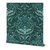 Harvest Halloween Damask - Teal