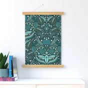 Harvest Halloween Damask - Teal