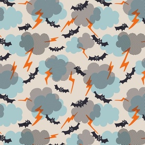 Flying bats in lightning// medium scale 