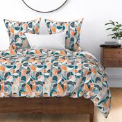 Paint Washed Modern Geometric - Persimmon, Teal Grey 