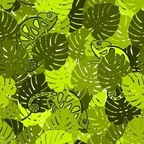 Chameleion-_-Monochrome-Retro-Mostera-Leaves---S---Joyful-Jungle---SMALL