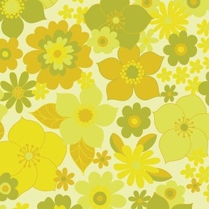 Sunshine garden - yellow and pale green - medium scale