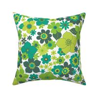 Sunshine garden - apple, lime and turquoise on white - medium large scale