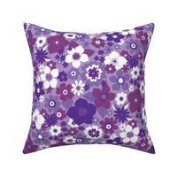 Sunshine garden - purple and white on mauve - medium