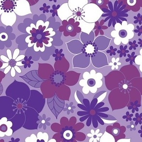 Sunshine garden - purple and white on mauve - medium