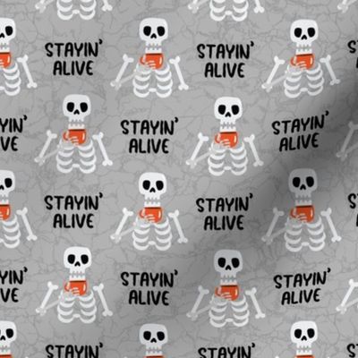 Medium Scale Stayin' Alive Skeletons Drinking Coffee