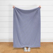 Prussian Blue + White One Inch Diagonal Stripes_by Su_G_©SuSchaefer