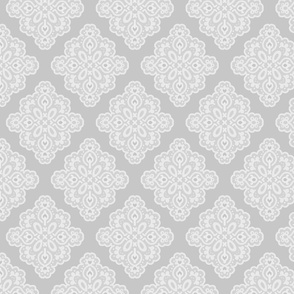 Monochrome Damask Tan (Medium scale) -