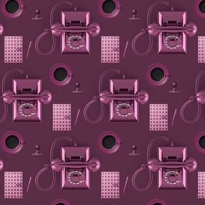 Vintage phone berry pink 3D workplace
