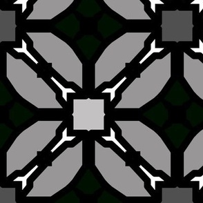 Geometric Abstract Flowers Black and Grays