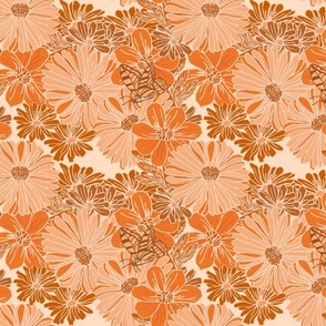 Orange Poppy Flowers Blush Wallpaper