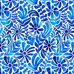 Blue Monochrome Floral - Small