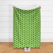 Medium Scale White Spooky Halloween Ghosts on Lime Green