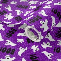 Medium Scale White Spooky Halloween Ghosts on Purple