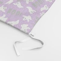 Medium Scale White Spooky Halloween Ghosts on Purple