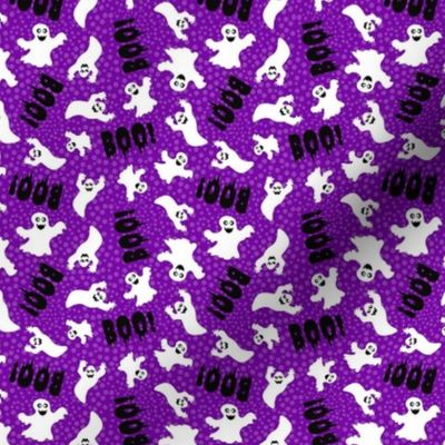 Small Scale White Spooky Halloween Ghosts on Purple