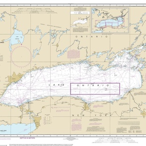 NOAA Lake Ontario nautical chart #14800, 50x36",  one per yard for wider fabrics 