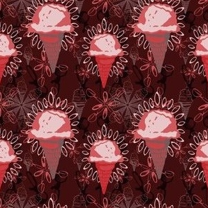 ice cream florals in red