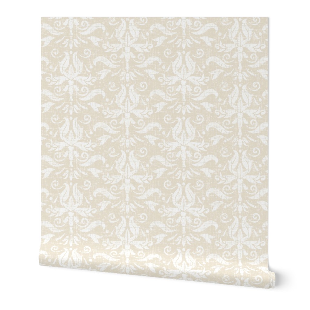 Pale Beige Textured Damask