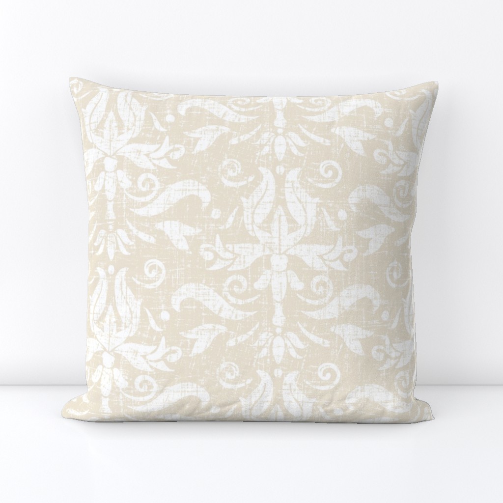 Pale Beige Textured Damask