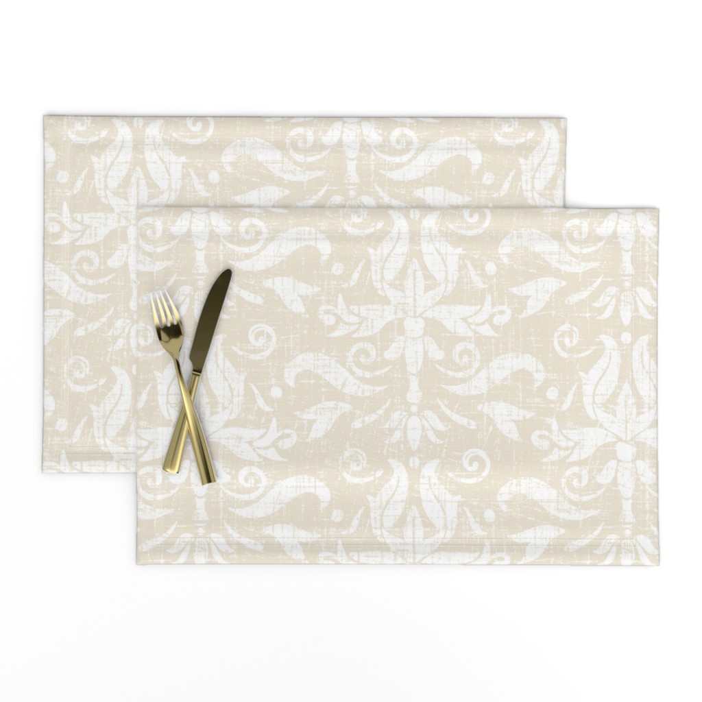 Pale Beige Textured Damask