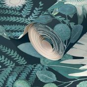 King Protea - navy blue floral 18 inch (large) 24 inch wallpaper