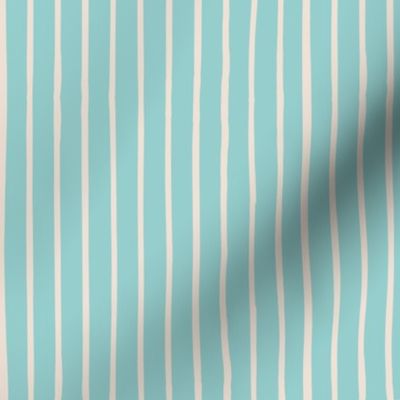 Stripes, Hand Drawn Stripes || Cream stripes on blue || Summer Citrus Collection by Sarah Price