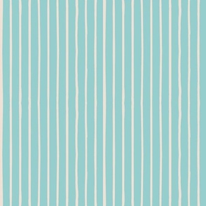 Stripes, Hand Drawn Stripes || Cream stripes on blue || Summer Citrus Collection by Sarah Price