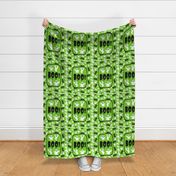14x18 Panel for DIY Garden Flag Wall Hanging or Hand Towel Boo! White Creepy Halloween Ghosts on Lime Green