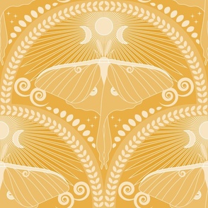 Golden Luna Moth / Art Deco / Mystical Magical / Amber Marigold / Large