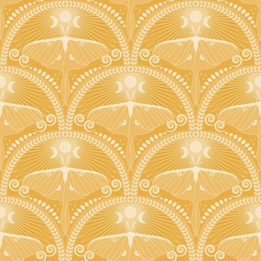 Golden Luna Moth / Art Deco / Mystical Magical / Amber Marigold / Medium