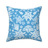 Embroidered Lilies XL wallpaper scale in blue by Pippa Shaw