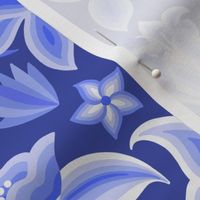 Embroidered Lilies  navy by Pippa Shaw