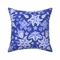 Embroidered Lilies  navy by Pippa Shaw