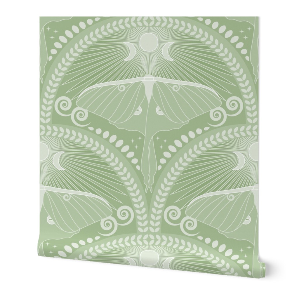 Verdant Luna Moth / Art Deco / Mystical Magical / Grass Green / Large