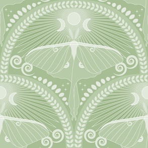 Verdant Luna Moth / Art Deco / Mystical Magical / Grass Green / Large
