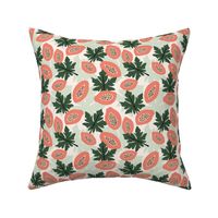 Fruit garden - lush papaya jungle and leaves fruit garden summer design pink rose green
