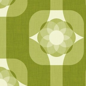 1970s Floral Squares_Monochrome Limerick Green