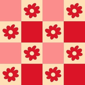 Daisy Checker Pattern (red/pink)