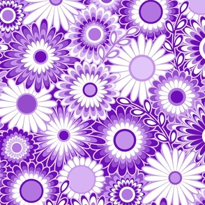 Modern Monochromatic Purple Scallop Flowers // 458 DPI