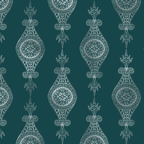 teal and silver art deco 