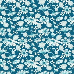 Retro Daisies in Teal