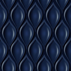 Deep blue wallpaper. Vintage tulips retro pattern by